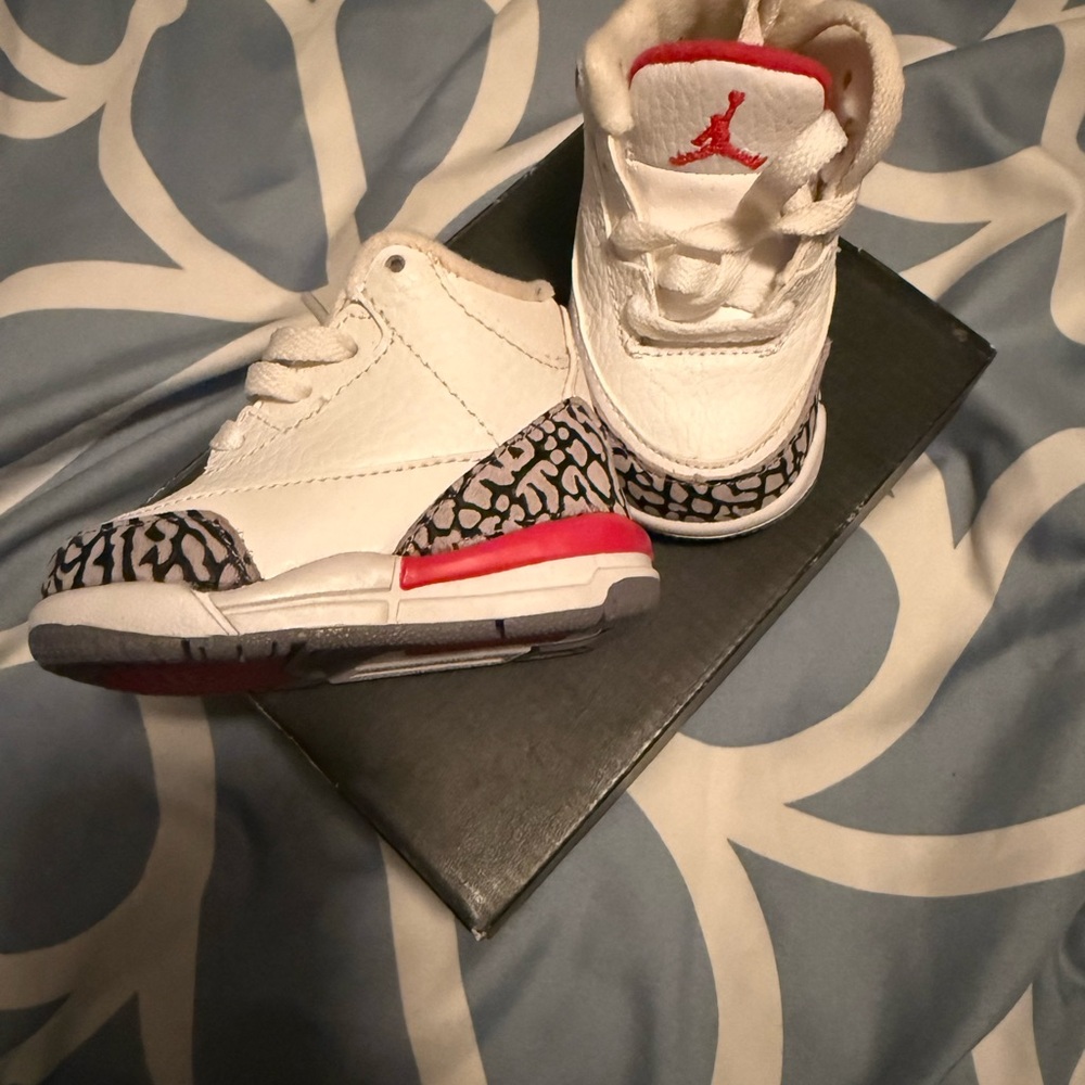Jordan Kids White and Red Sneakers with Black Accents